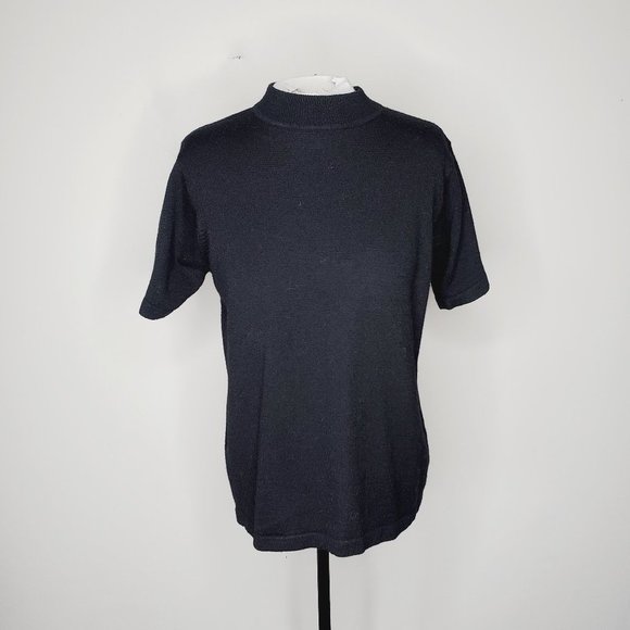 VINTAGE HUDSON'S BAY Black Wool Mock Neck Back Zip Sweater - Picture 3 of 9